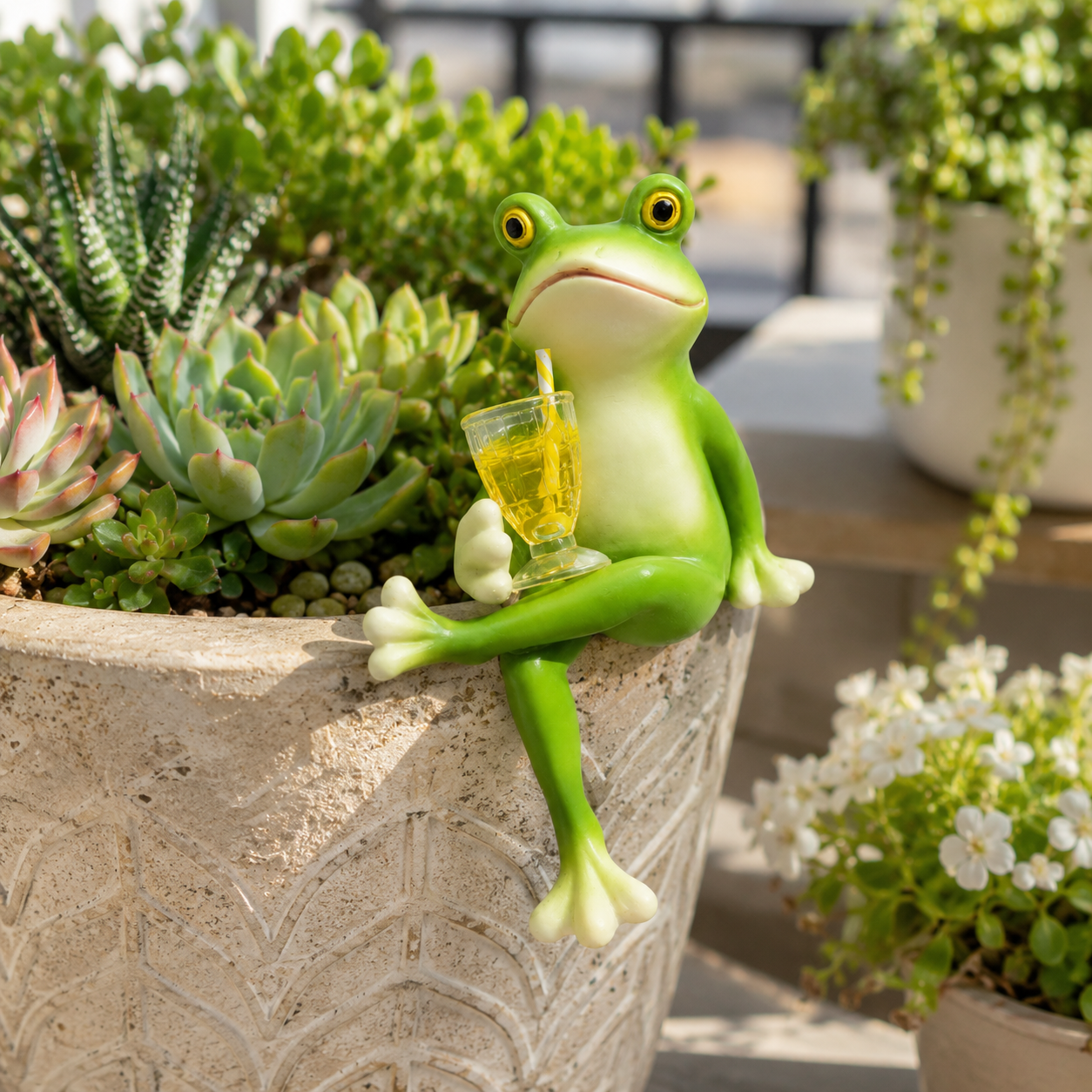 Hanging Frog Planter Ornament – Resin Garden Animal Figurine for Flower Pots and Fish Tanks