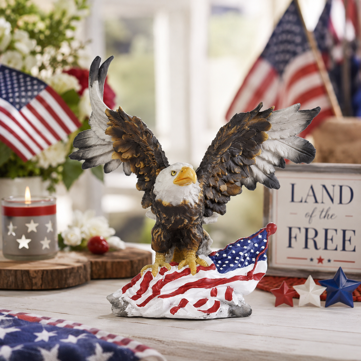 Patriotic Eagle Figurine – "Soaring Freedom"
