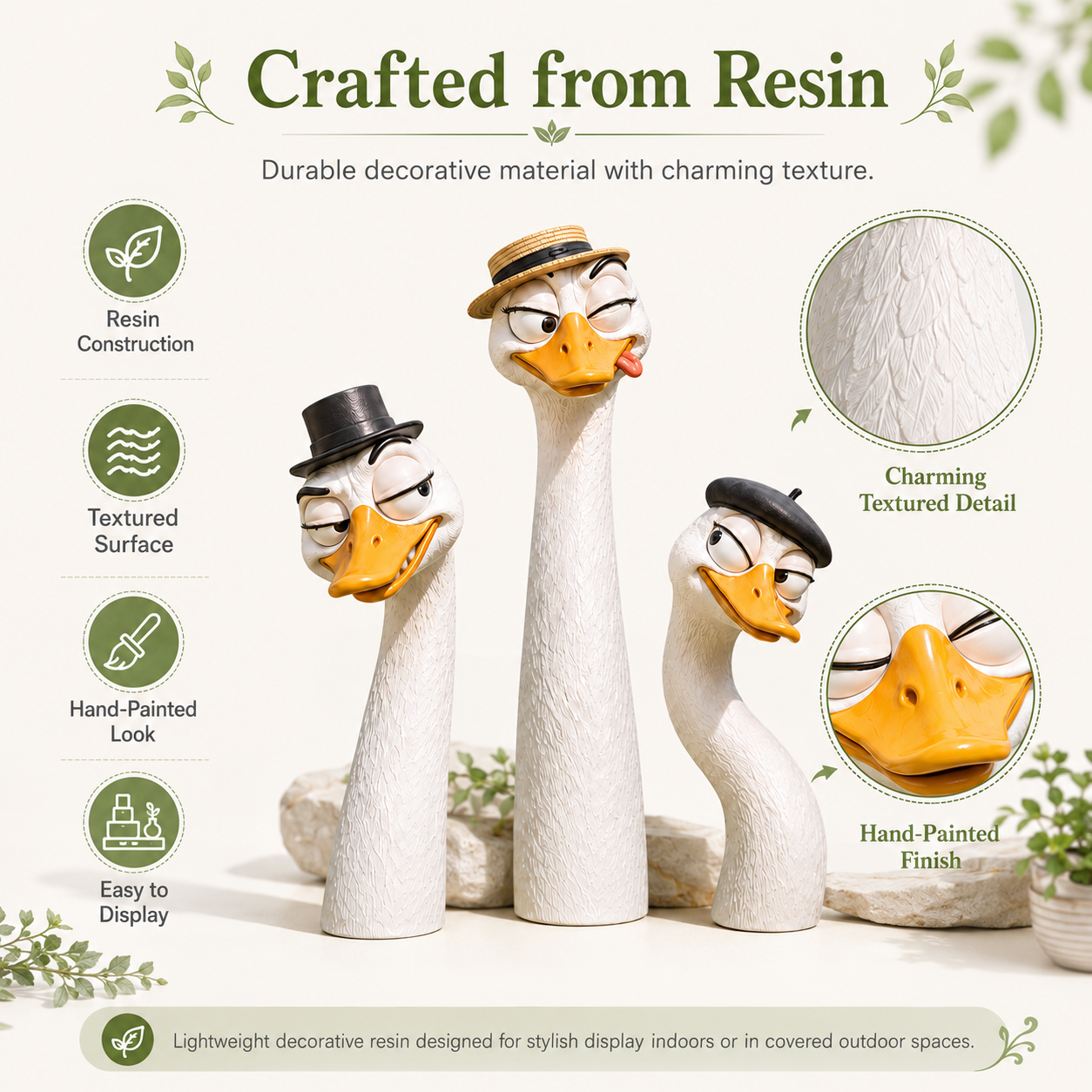 Funny Gentleman Goose Garden Statue Trio