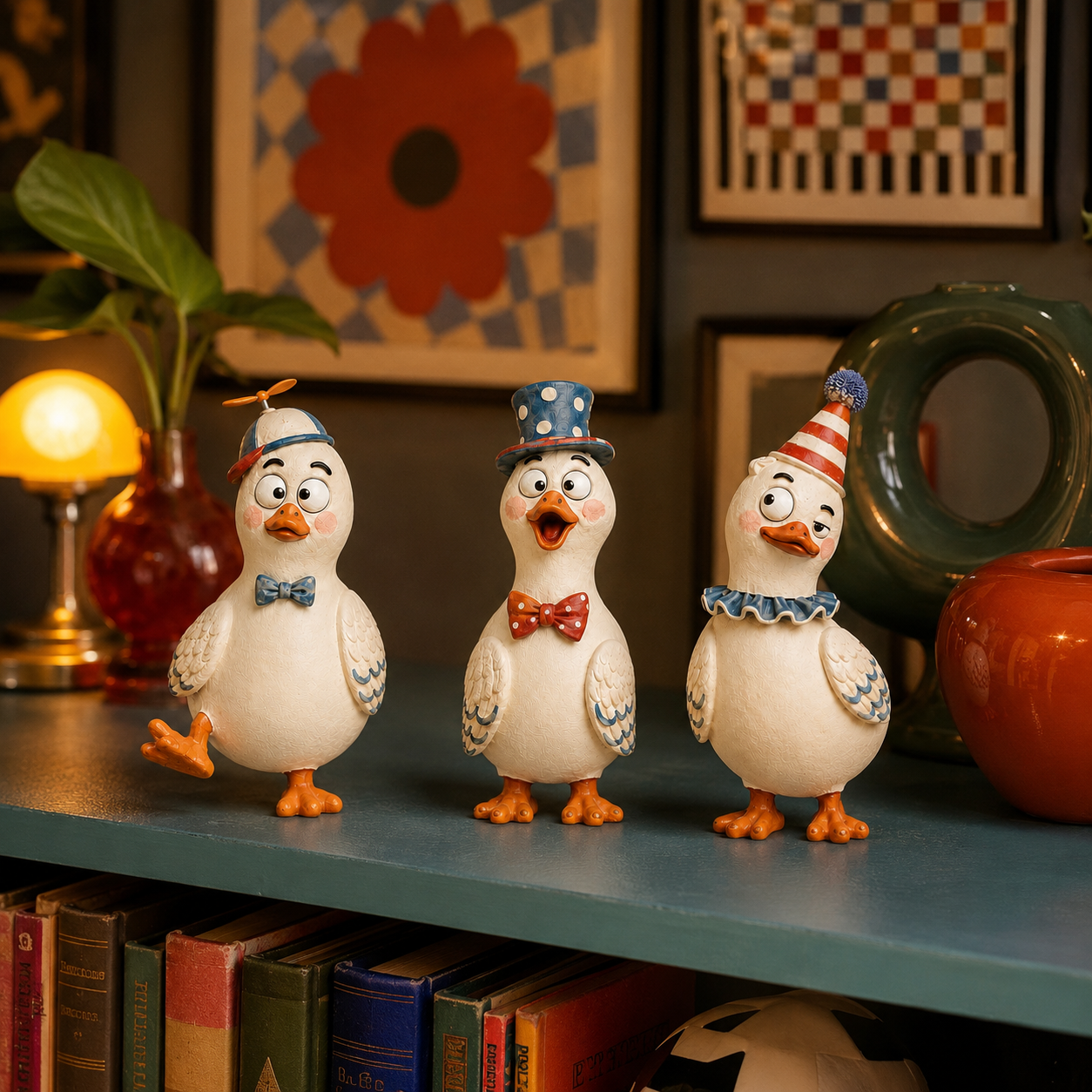 🦆 3-Piece Quirky Duck Resin Figurine Set – Funny Farmhouse Tabletop Décor