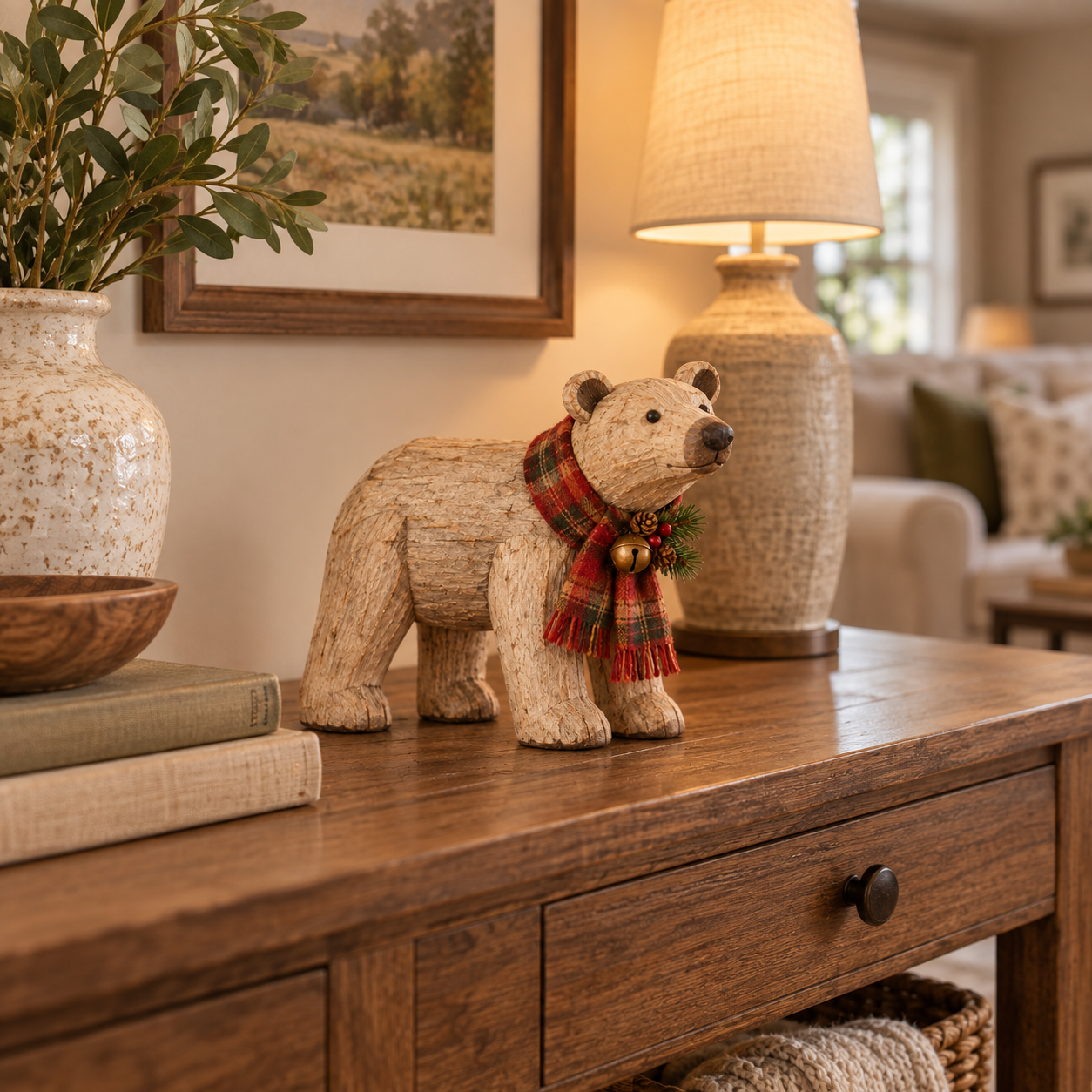 Rustic Christmas Polar Bear Figurine🐻