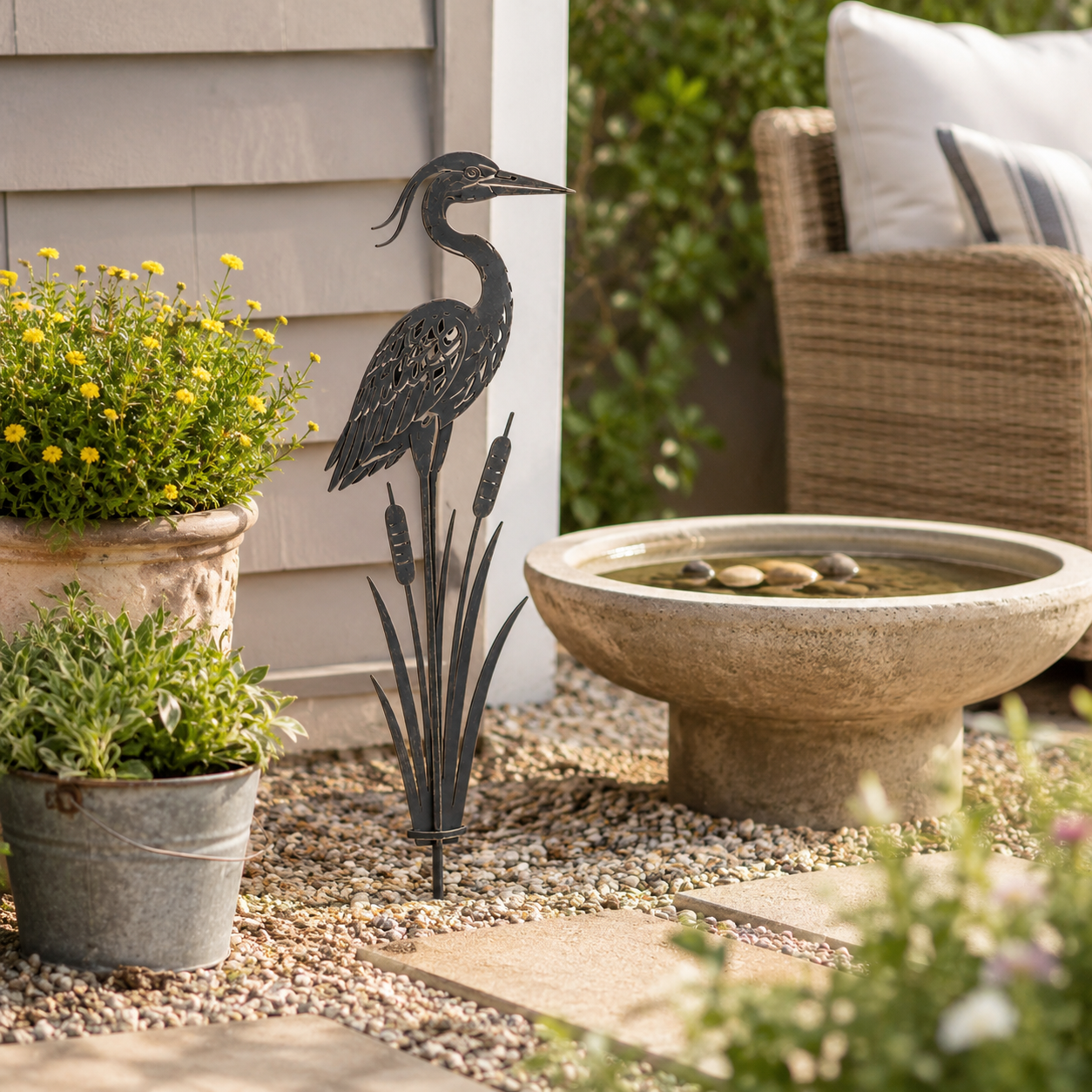 🐦Metal Heron Garden Stake