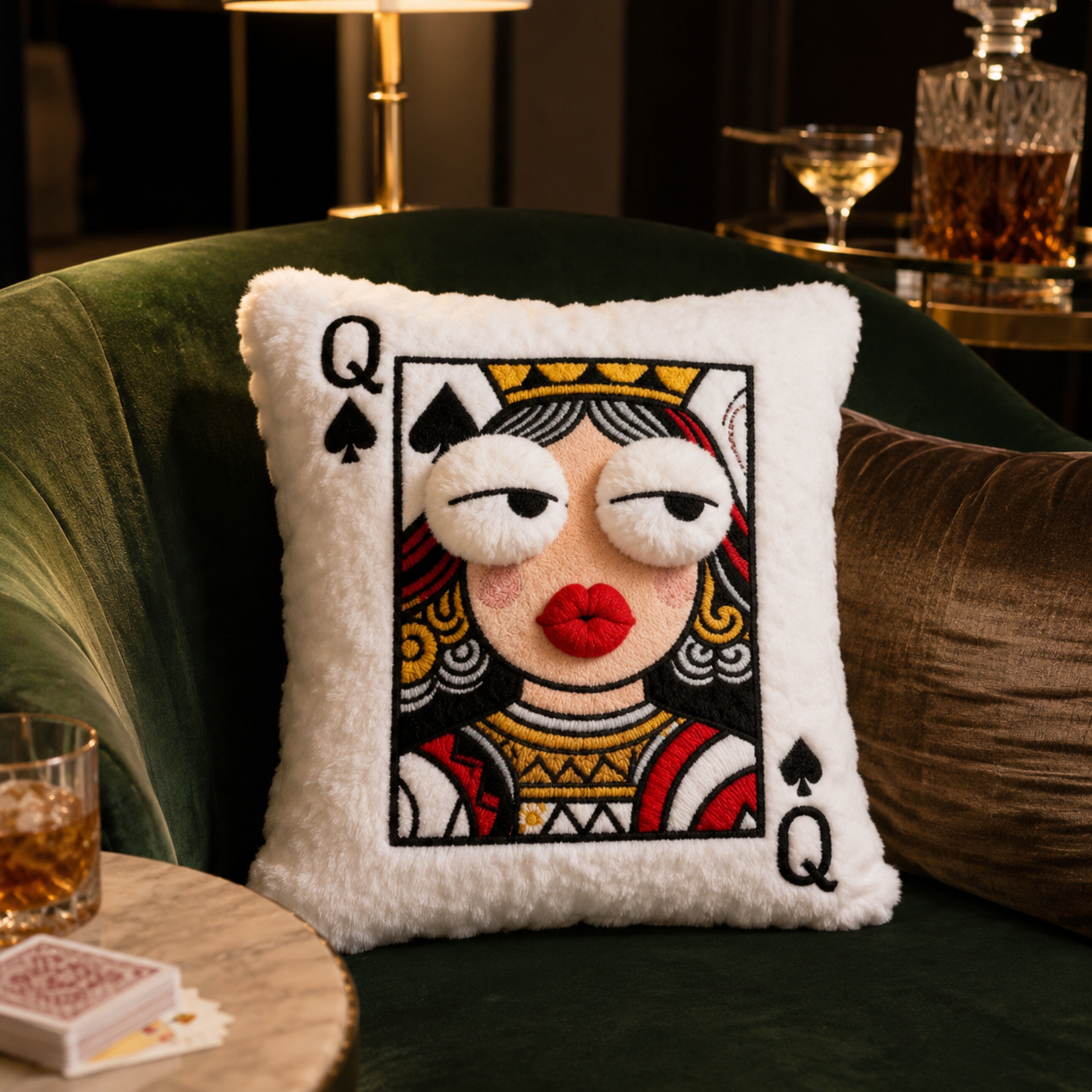 Whimsical Plush Playing Card Pillow – King / Jack / Queen Design