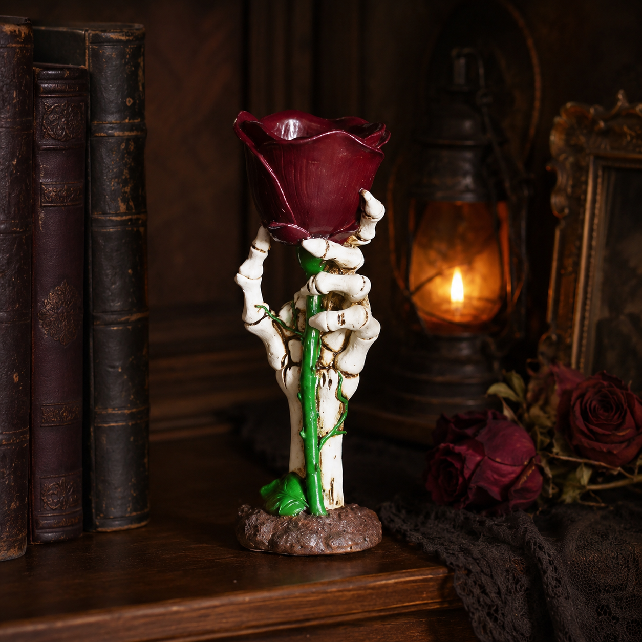 🌹 Gothic Rose Candle Holder