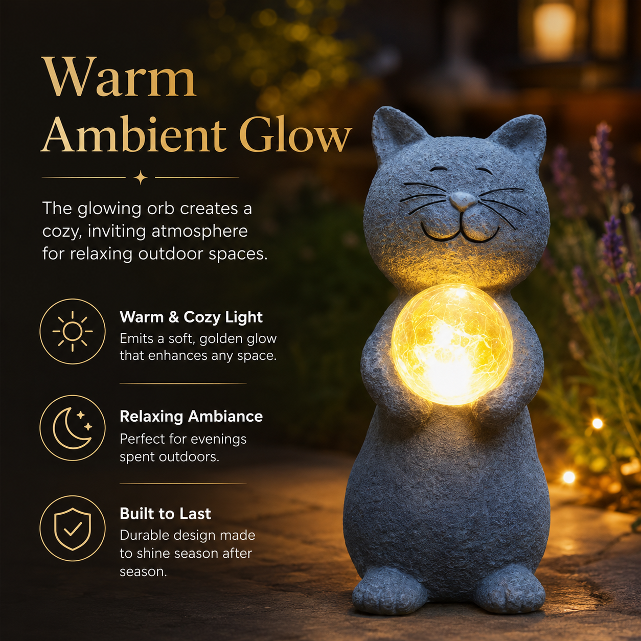 Cat Garden Light Statue｜Cute Cat Outdoor Decor