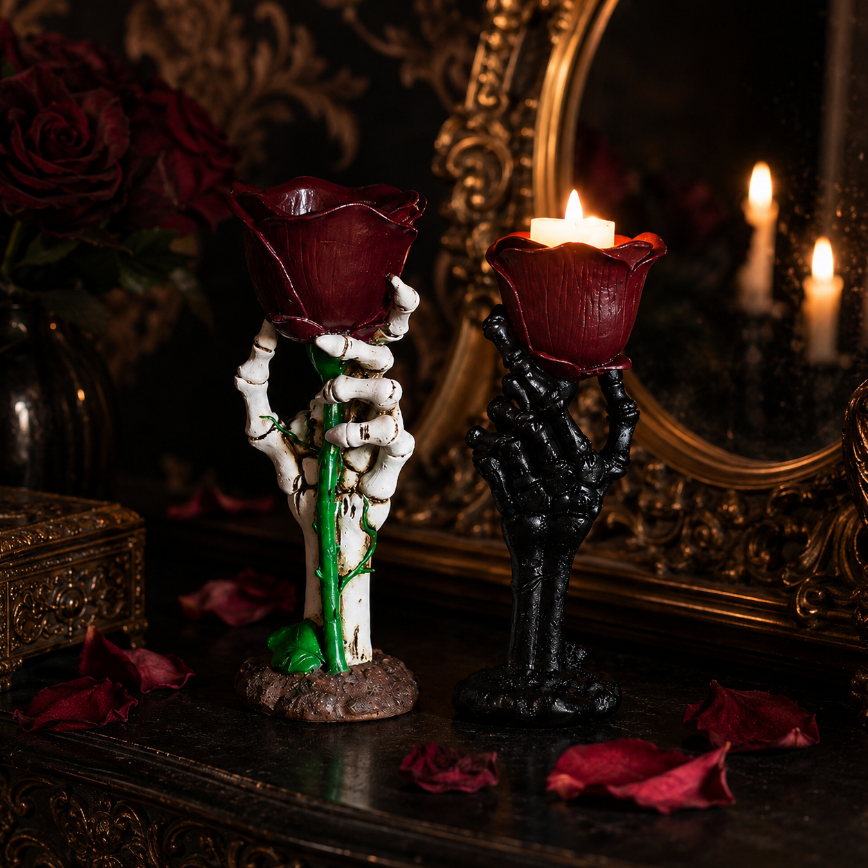 🌹 Gothic Rose Candle Holder