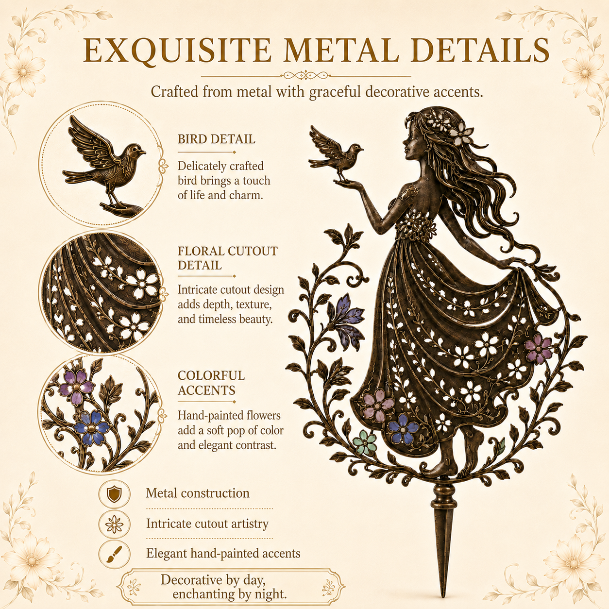 Remote-Controlled Illuminated Fairy Girl Metal Garden Stake ✨🕊️