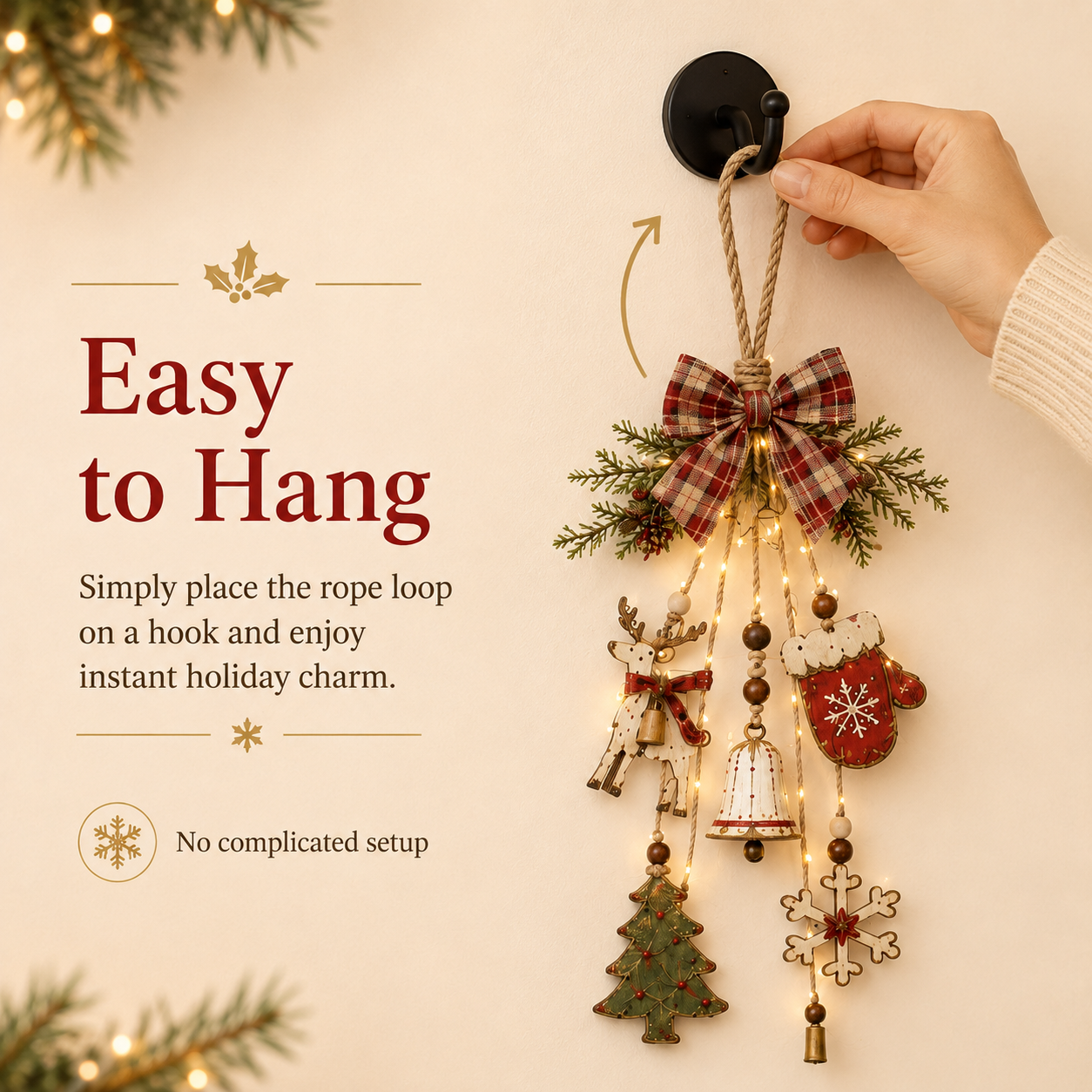 Lighted Rustic Christmas Hanging Decoration