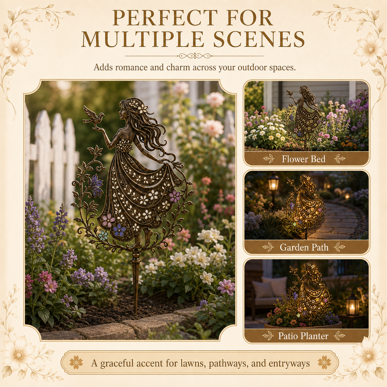 Remote-Controlled Illuminated Fairy Girl Metal Garden Stake ✨🕊️