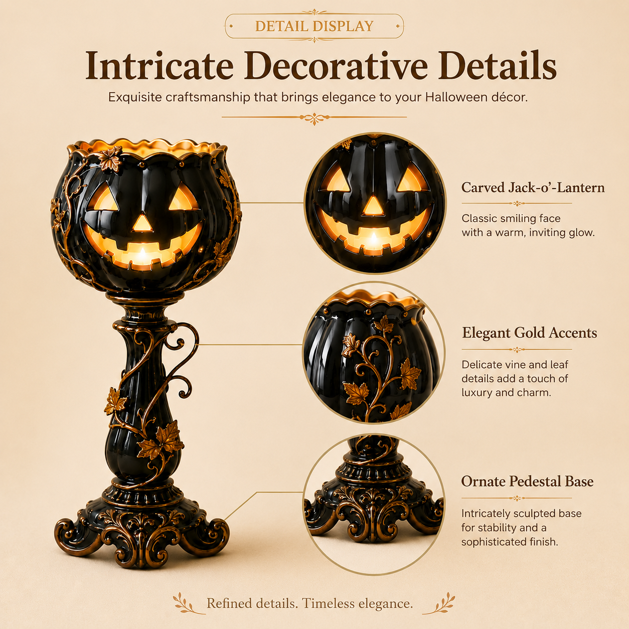 🎃 Elegant Black Pumpkin Candle Holder