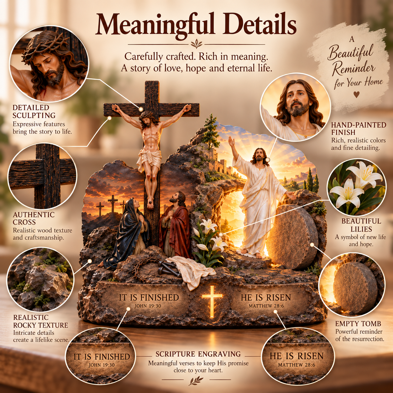 Jesus Crucifixion & Resurrection Christian Decor✝️
