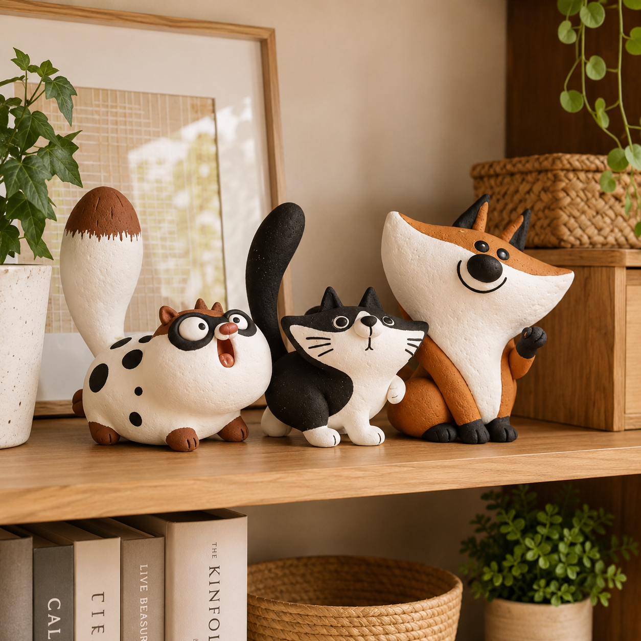 Three Adorable Characters in One Coordinated Set for a Complete and Cheerful Home Display 🐱🦊✨