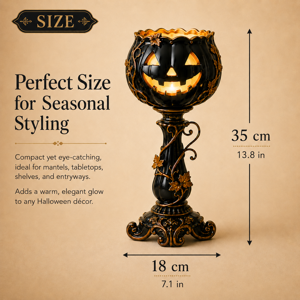 🎃 Elegant Black Pumpkin Candle Holder