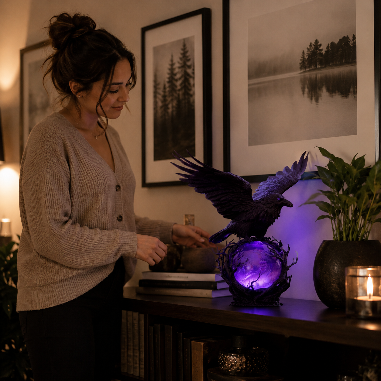 🖤 Gothic Crow Night Light