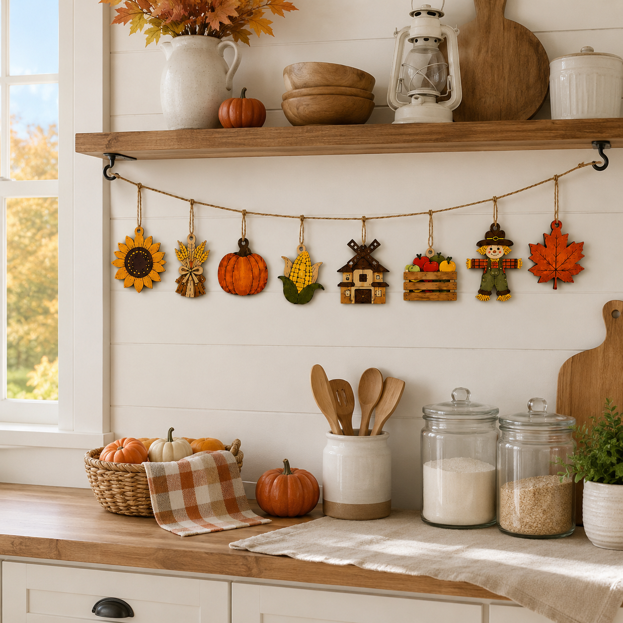 🍁Fall Harvest Wooden Garland Set