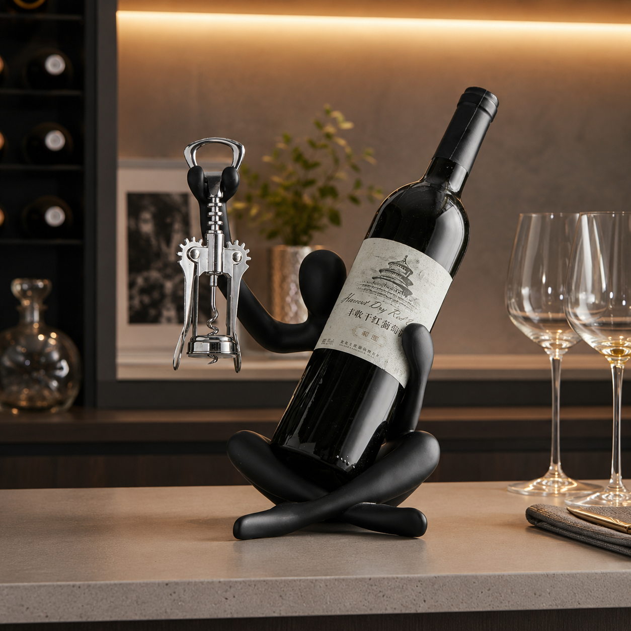 Modern Sculpted Wine Bottle Holder