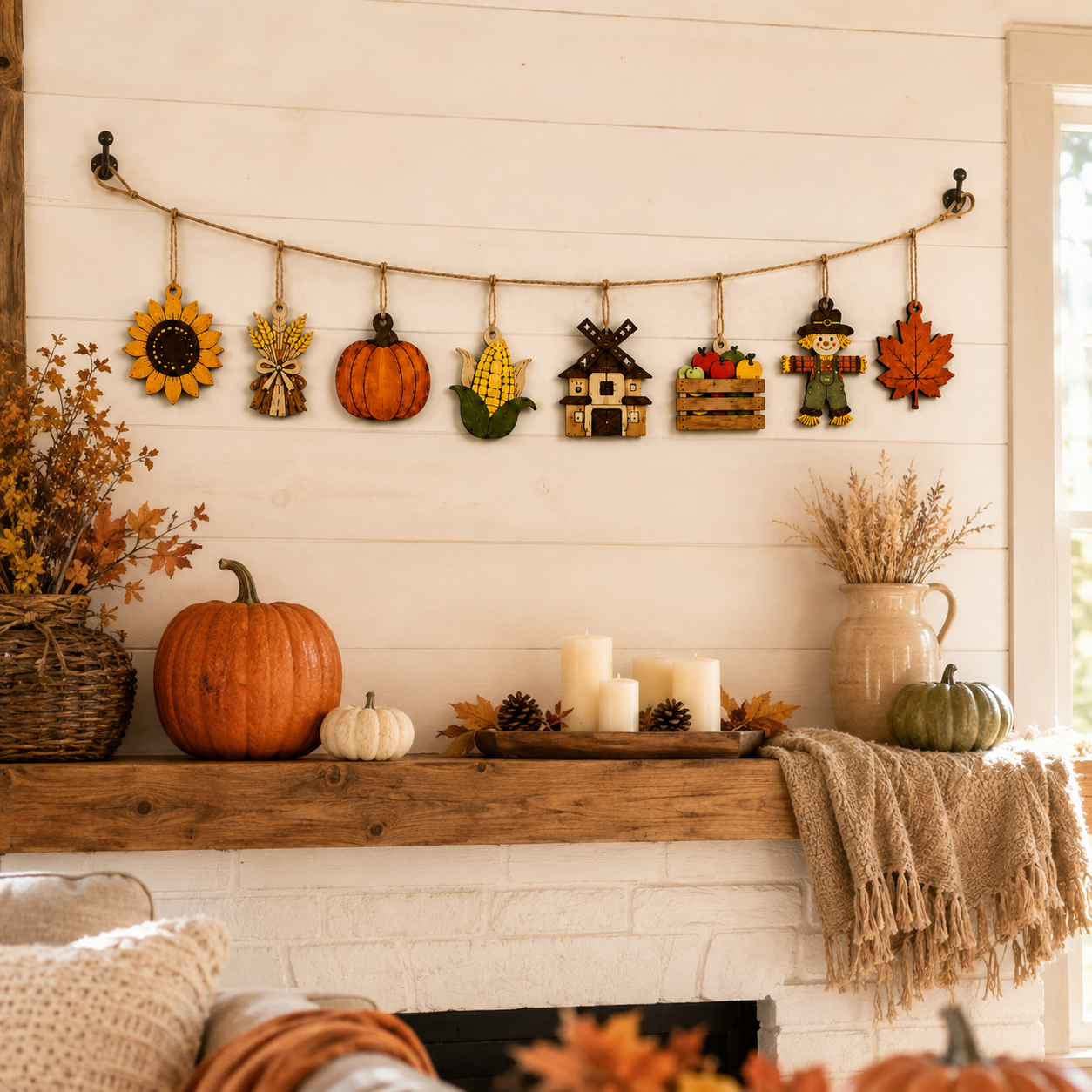 🍁Fall Harvest Wooden Garland Set