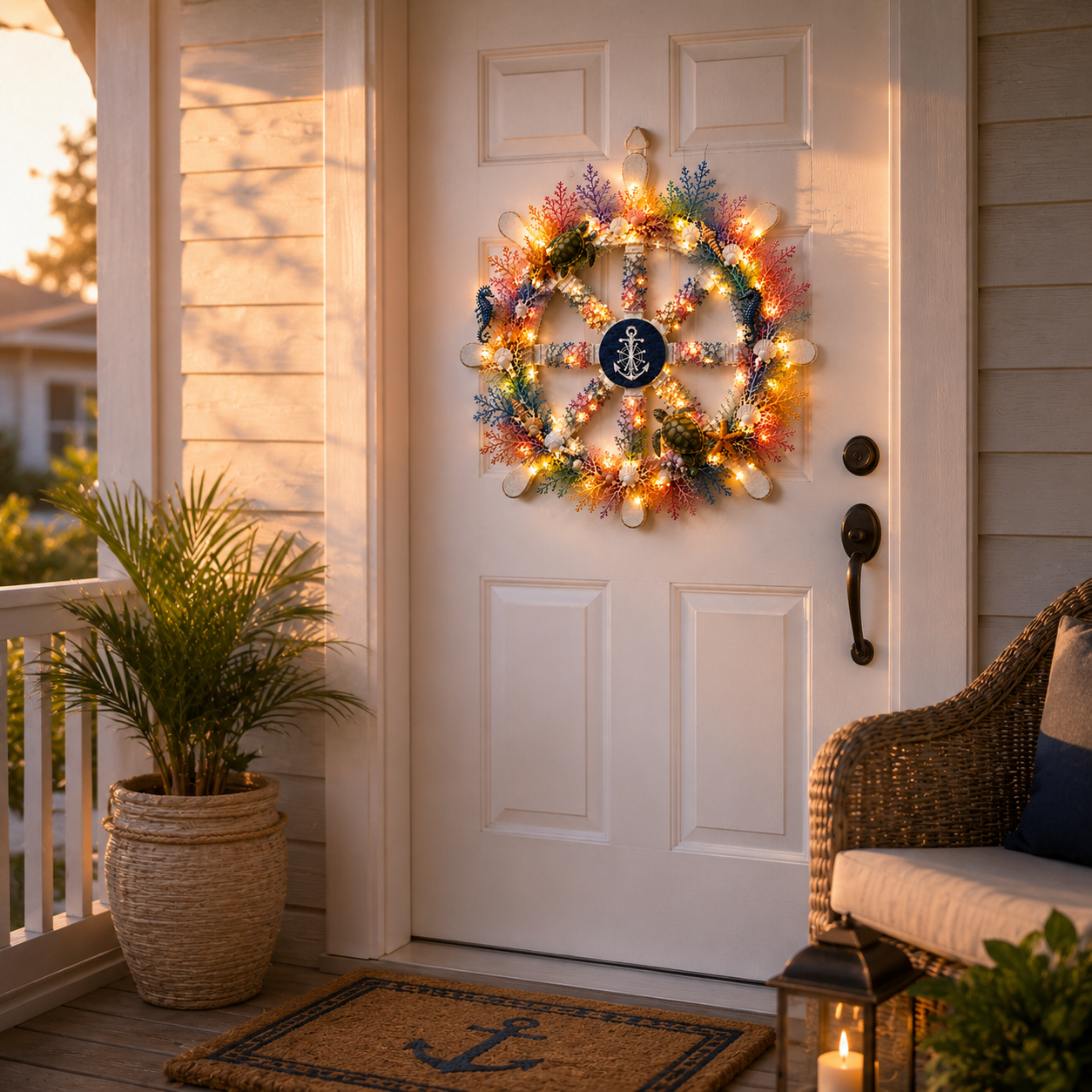 Colorful Ocean Ship Wheel Wall Decor with LED Lights and Remote Control 🌊⚓