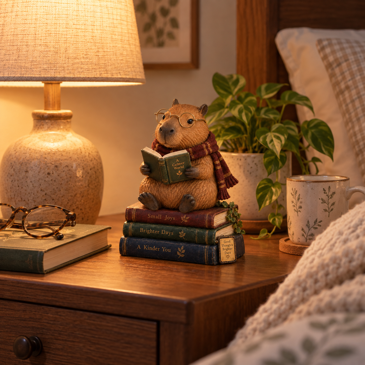 Capybara Reading Figurine