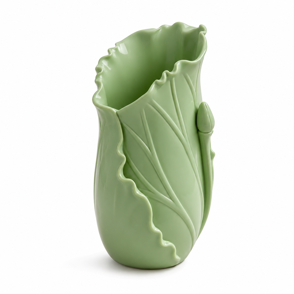 “Plastic Pen Holder & Makeup Brush Organizer – Decorative Leaf-Shaped Vase for Desktop, Vanity, and Flower Display – Functional Home & Office Décor”
