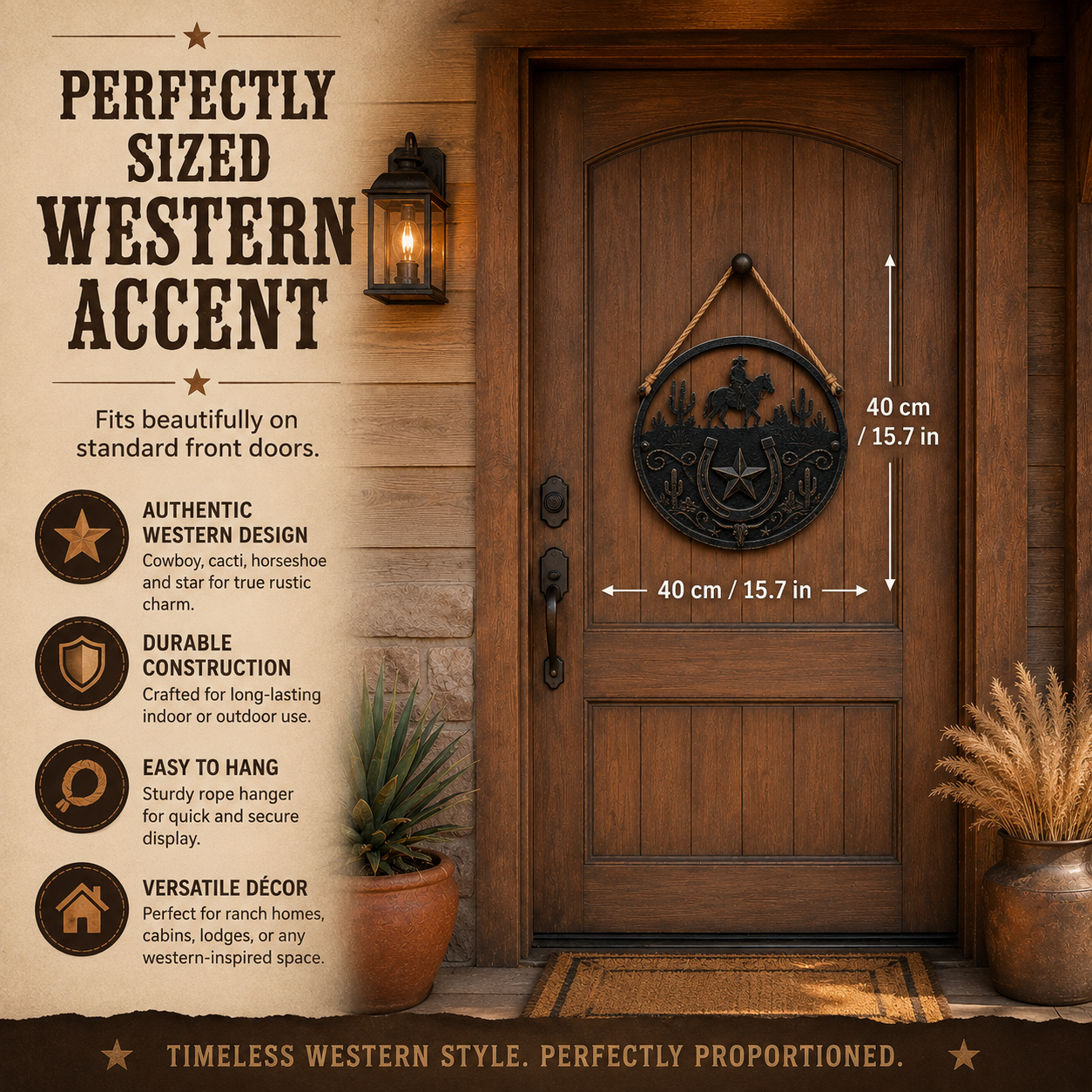 Western Cowboy Wooden Door Hanger