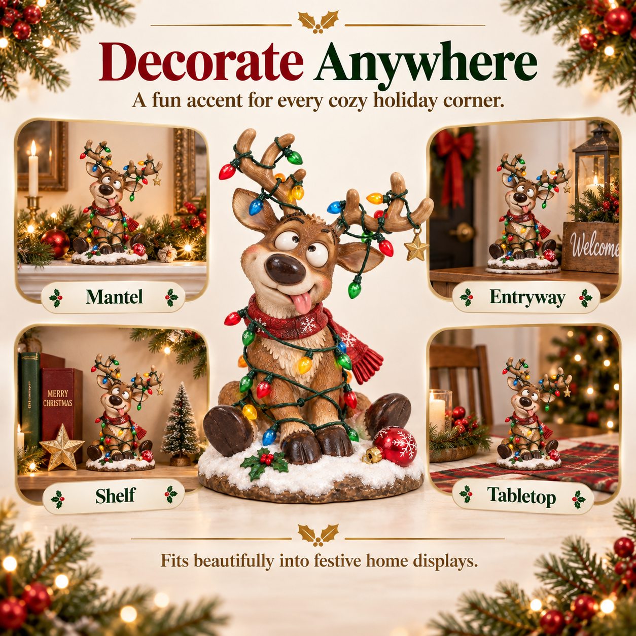 Funny Christmas Reindeer Figurine🎄