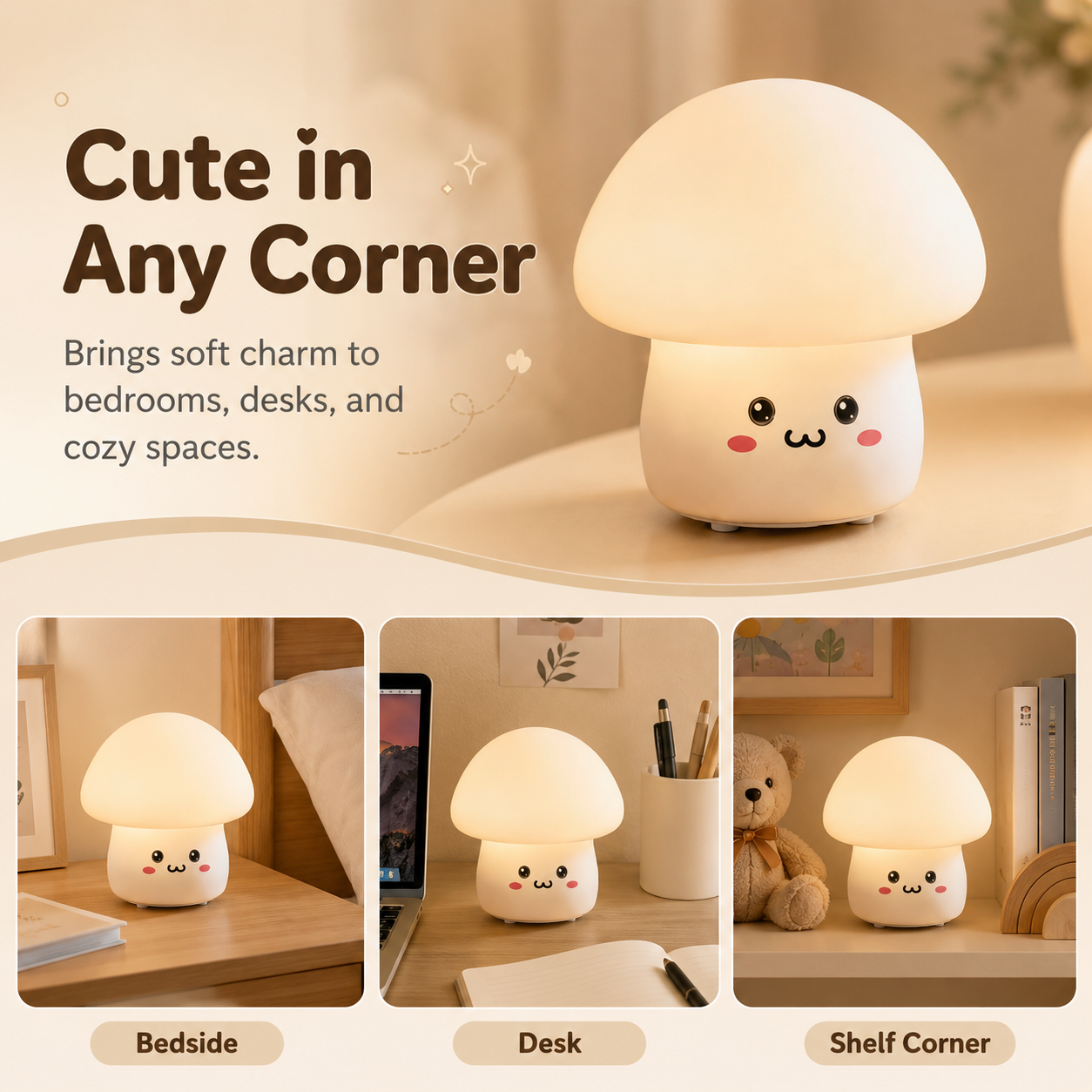 Tap-to-Light Cute Mushroom Night Light for a Cozy Bedtime Glow 🍄✨