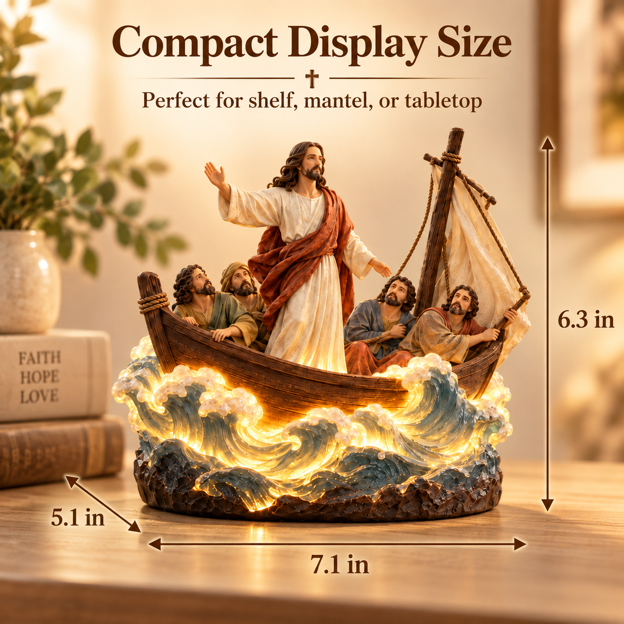 ✝️Jesus Calms the Storm Lighted Resin Figurine