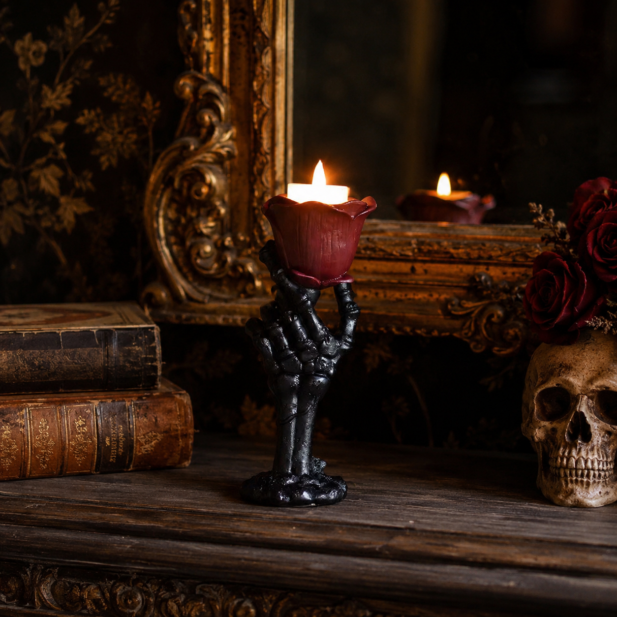 🌹 Gothic Rose Candle Holder