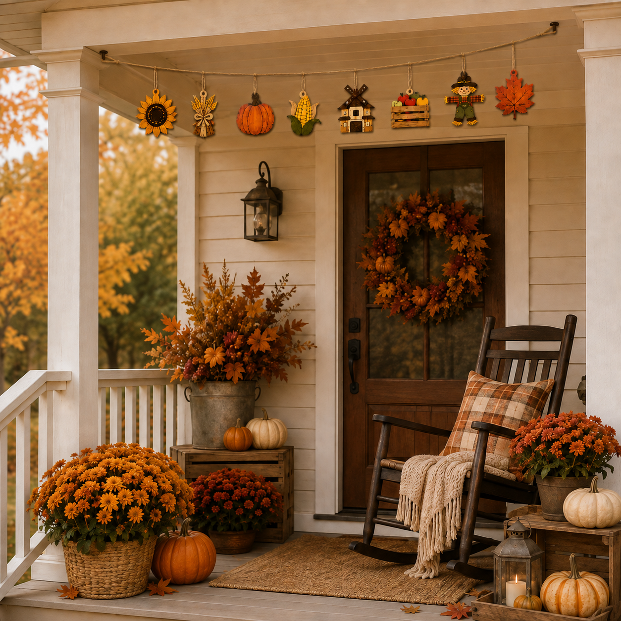 🍁Fall Harvest Wooden Garland Set