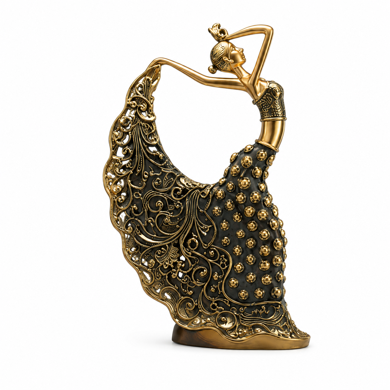 Graceful Dancing Lady Decor, Vintage Gold Figurines