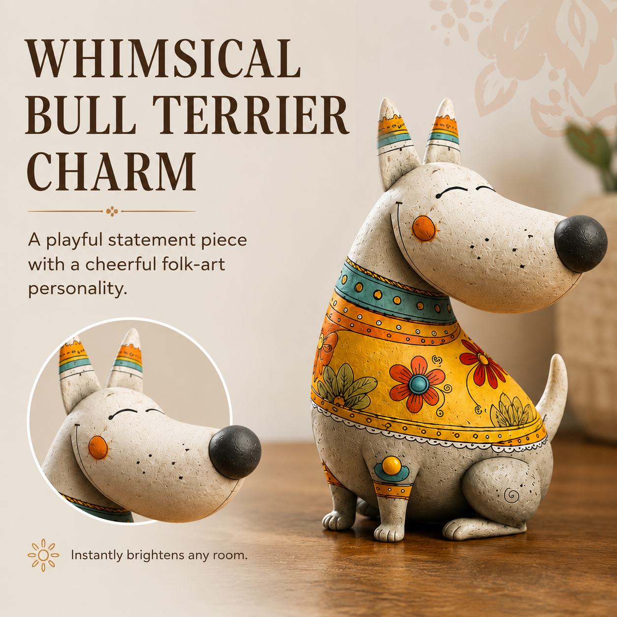 Whimsical Bull Terrier Figurine