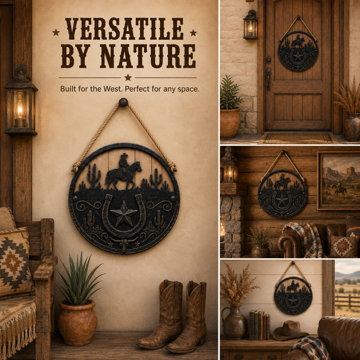 Western Cowboy Wooden Door Hanger