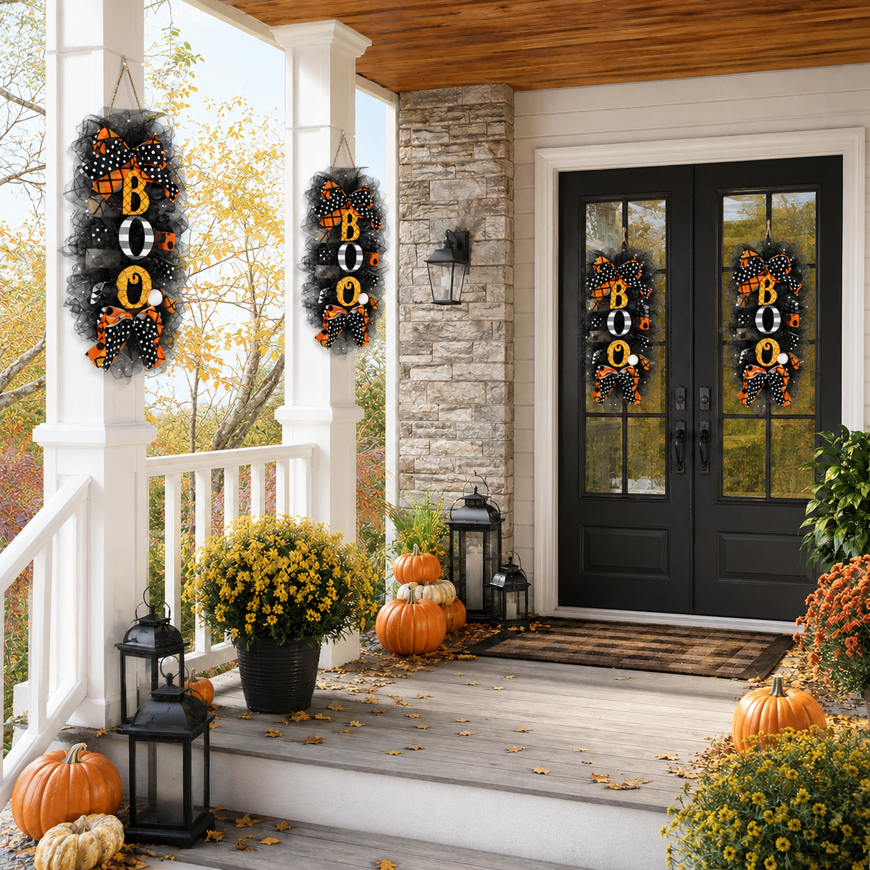 Lighted Halloween BOO Door Hanging Decoration with Purple Lights & Remote Control 💜