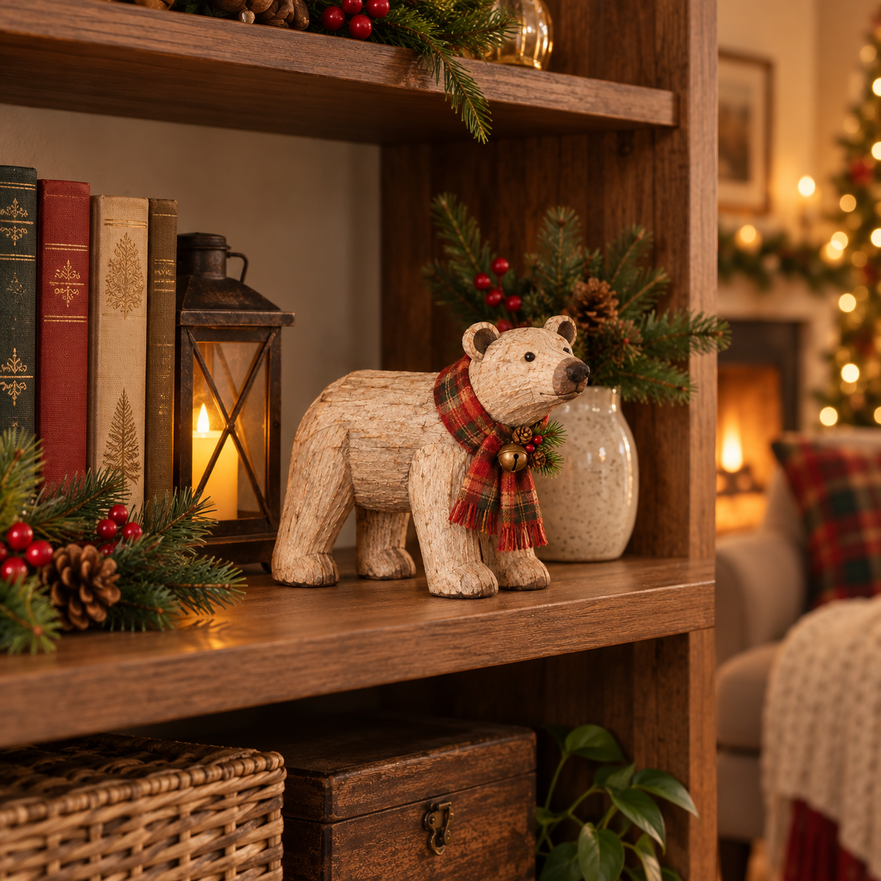 Rustic Christmas Polar Bear Figurine🐻