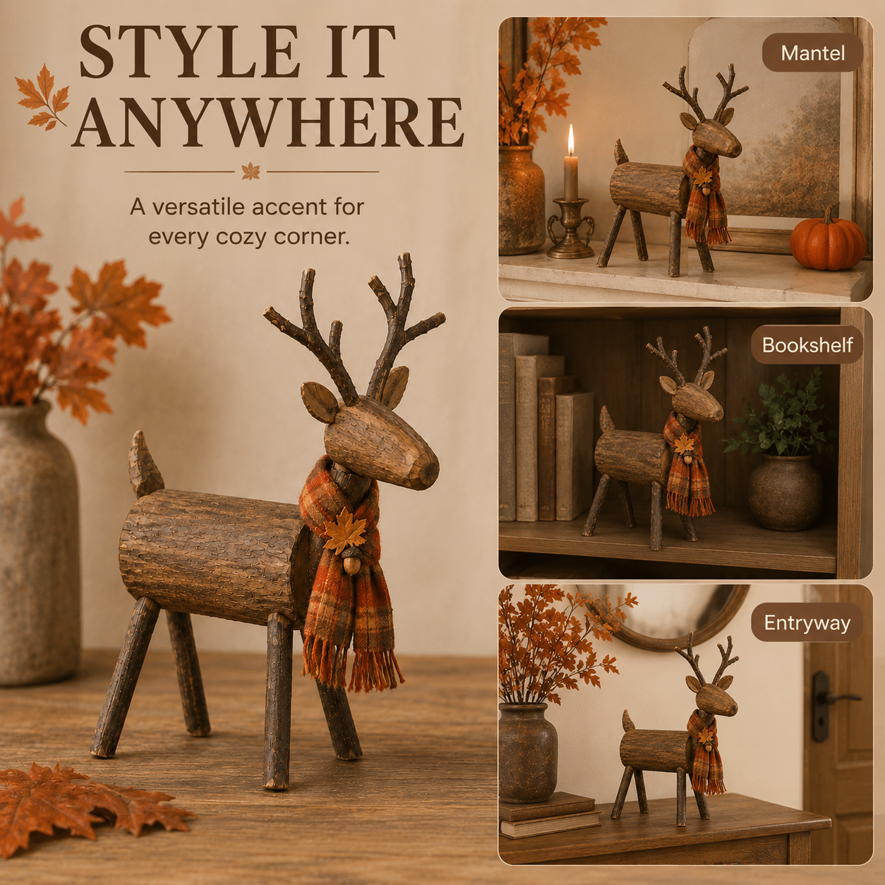 Rustic Wooden Deer Fall Decor
