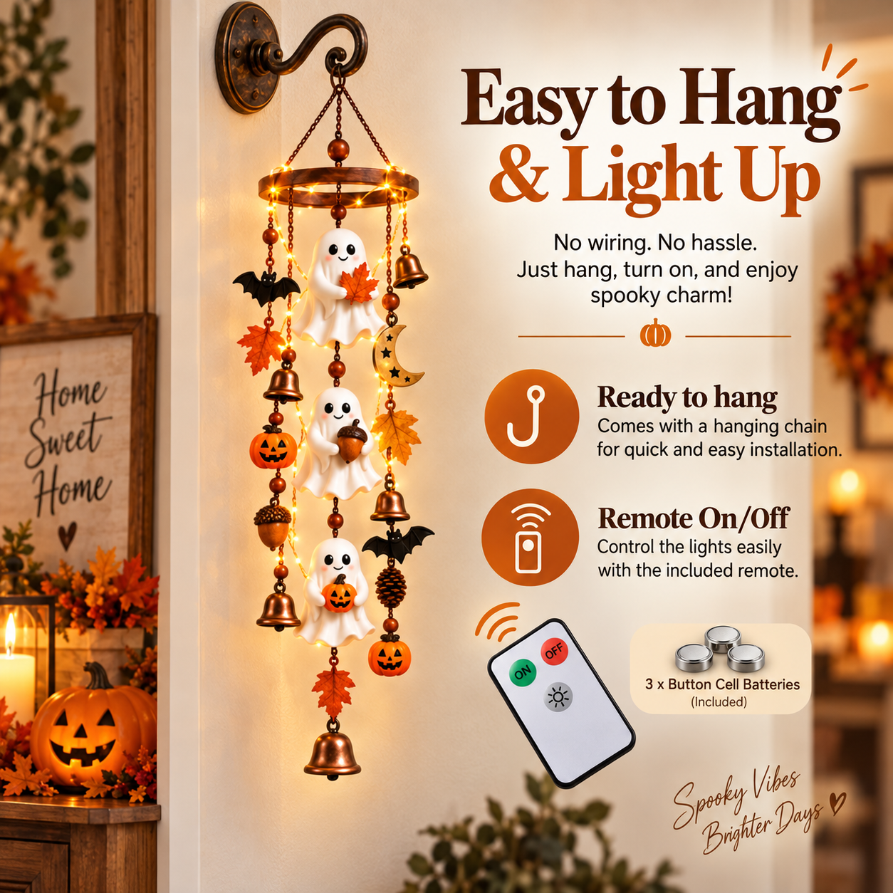 Lighted Halloween Ghost Hanging Chime🎃