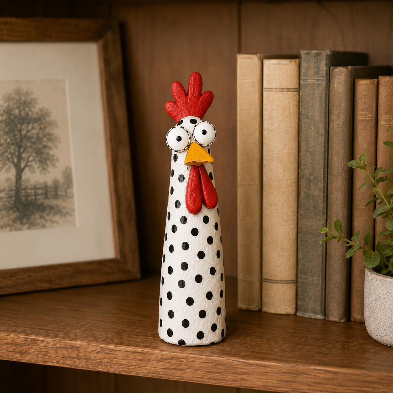Whimsical Big-Eyed Chicken Resin Figurine 🐔✨