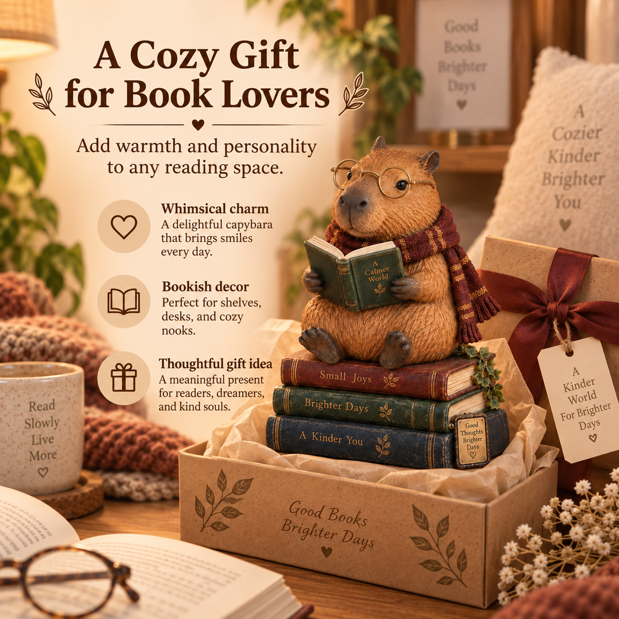Capybara Reading Figurine