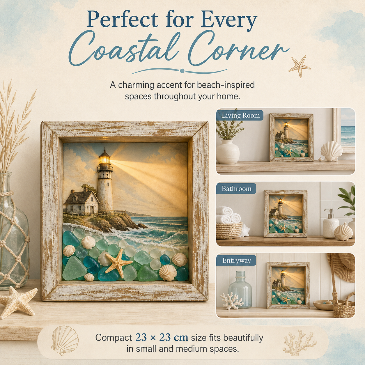 🌊 Lighted Coastal Lighthouse Shadow Box Wall Art ✨