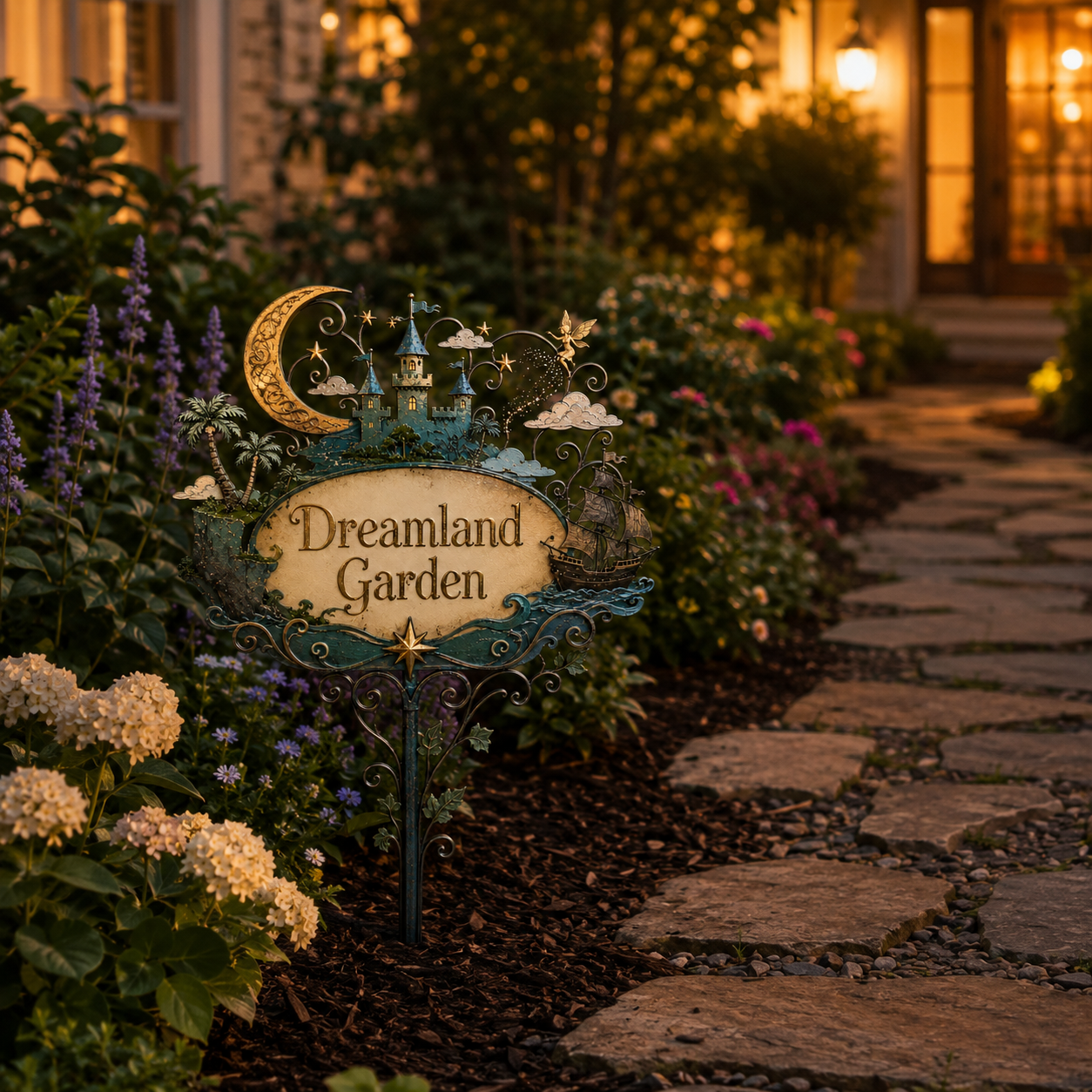 Dreamland Castle Garden Stake – Fairytale Resin Yard Sign 🌙🏰
