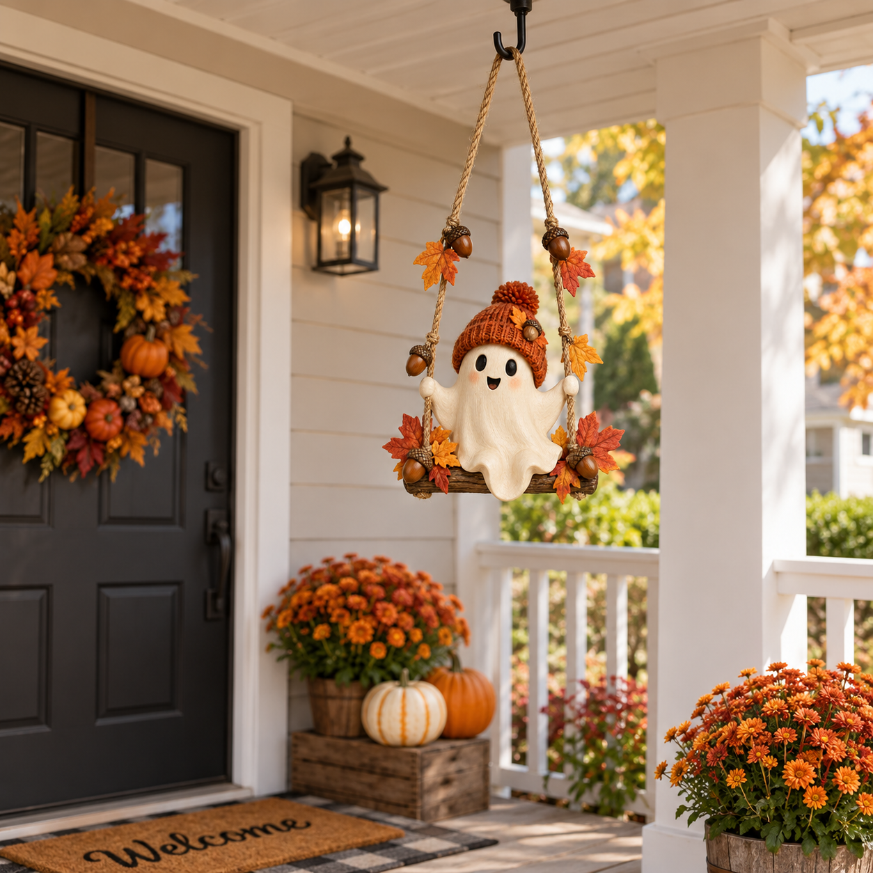 Lighted Fall Ghost Swing Hanging Decor🍂