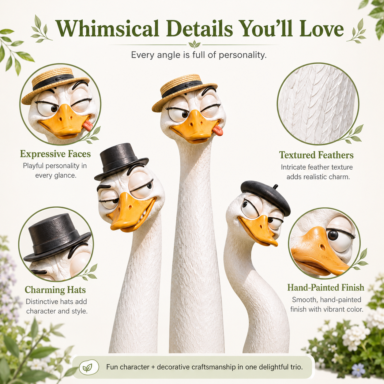 Funny Gentleman Goose Garden Statue Trio