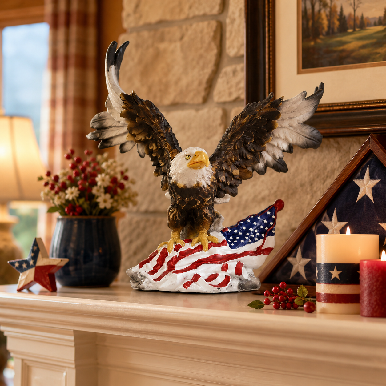 Patriotic Eagle Figurine – "Soaring Freedom"