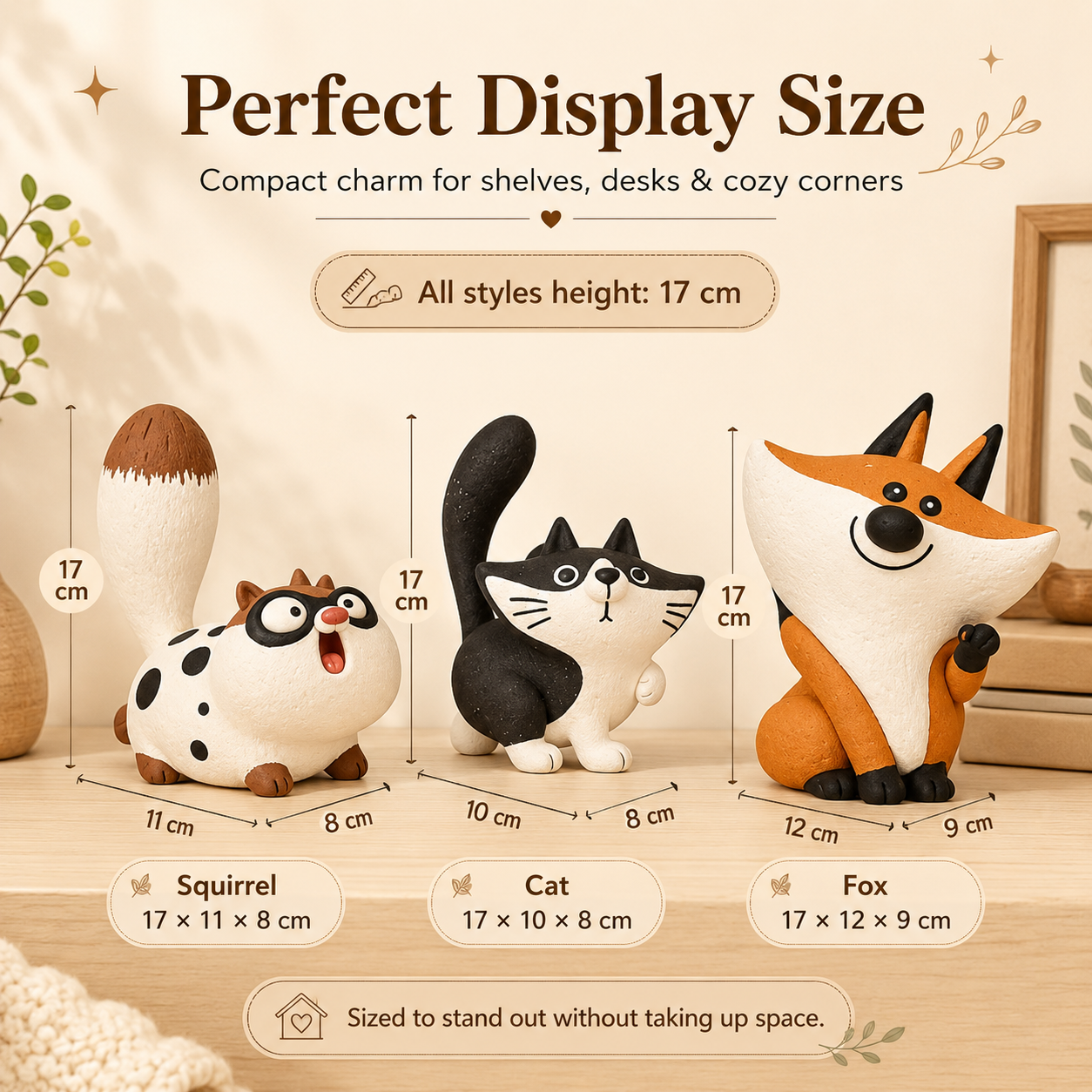 Three Adorable Characters in One Coordinated Set for a Complete and Cheerful Home Display 🐱🦊✨