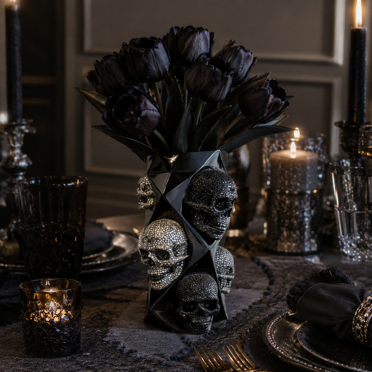 Gothic Skull Resin Vase for Dark Floral Decor 🖤💀