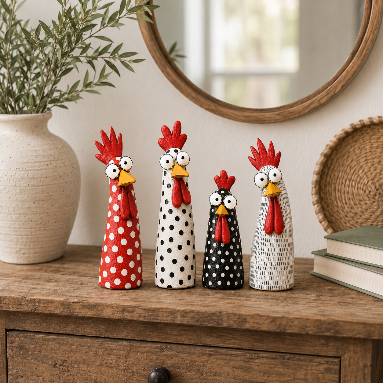 Whimsical Big-Eyed Chicken Resin Figurine 🐔✨