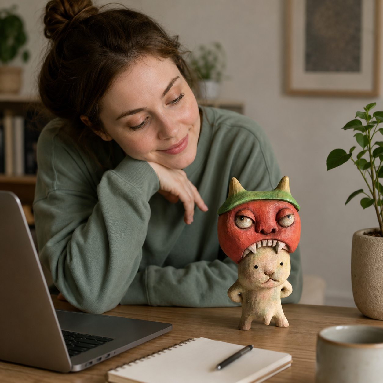 👹 Monster Cat Resin Figurine – Cute & Creepy Statement Décor