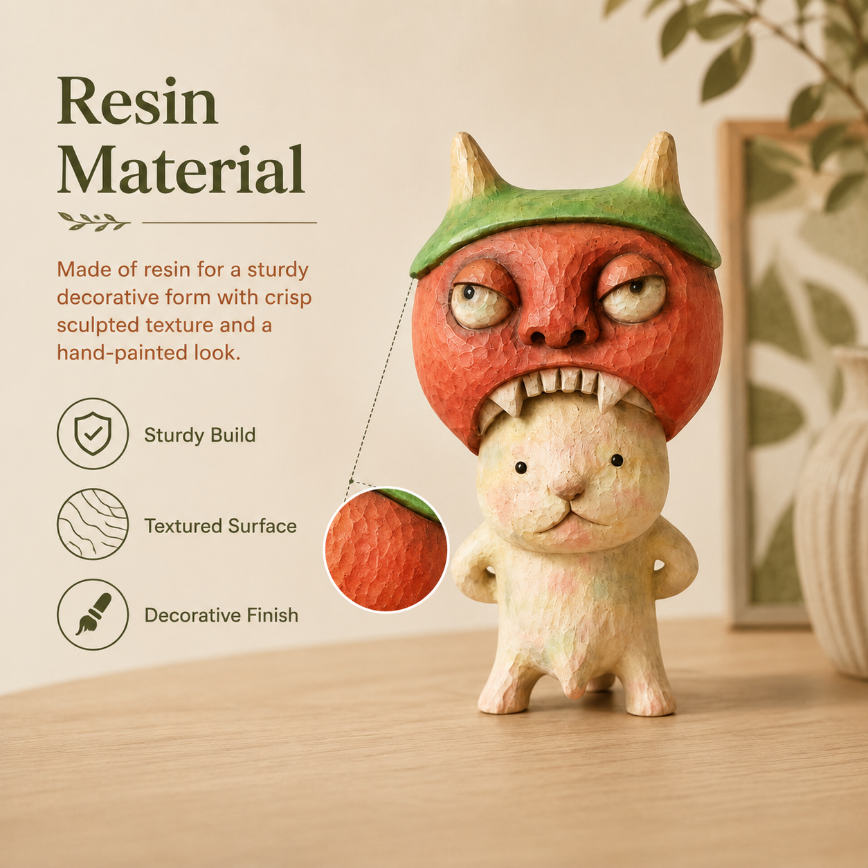 👹 Monster Cat Resin Figurine – Cute & Creepy Statement Décor