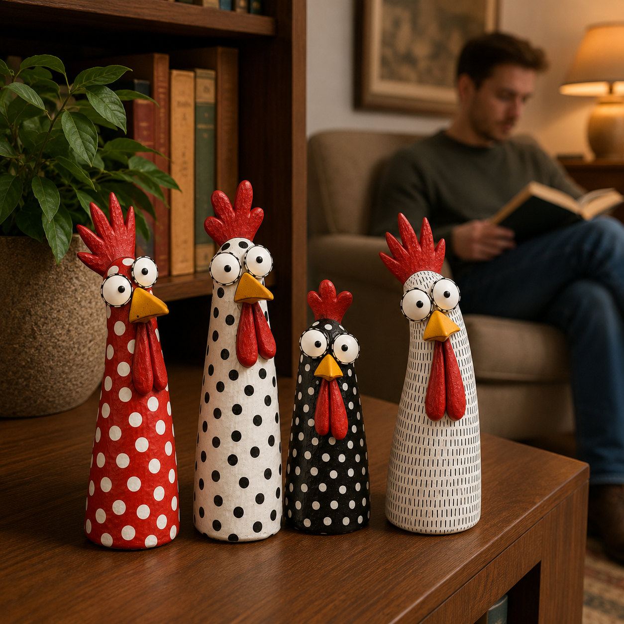Whimsical Big-Eyed Chicken Resin Figurine 🐔✨